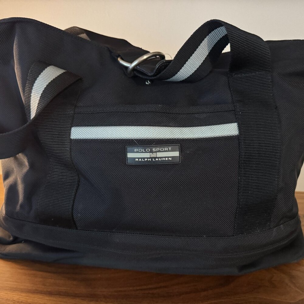 POLO SPORT RALPH LAUREN Unisex Expandable Travel Weekender Gym Luggage TOTE BLAC